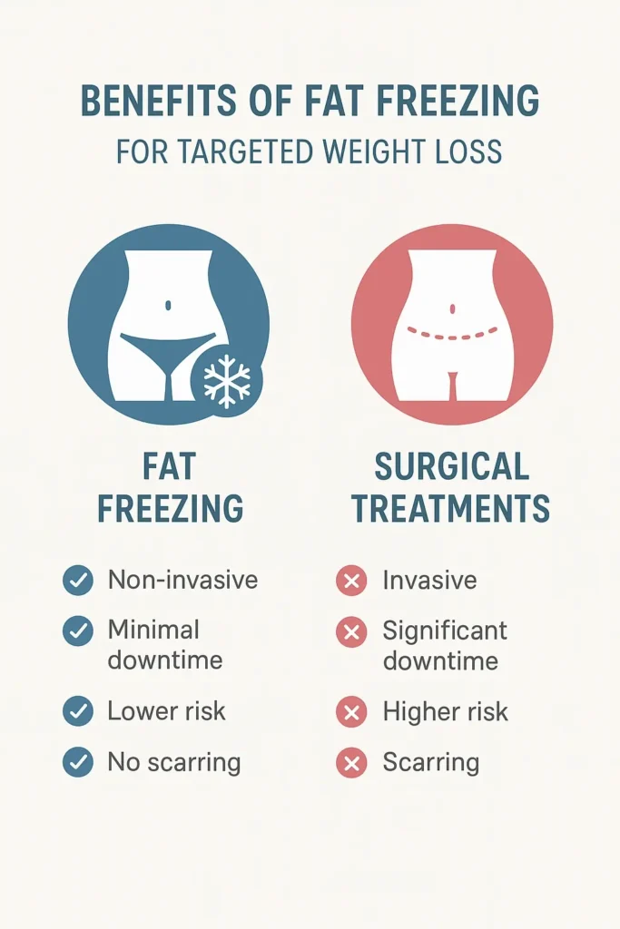 graphic showing the benefits of fat freezing Fulham