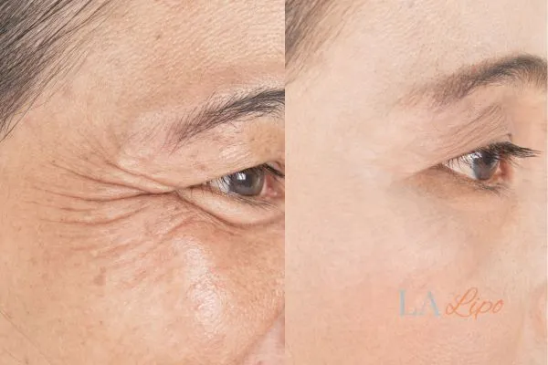 Before and after results of woman - HI-fu wrinkles reduction treatment Fulham