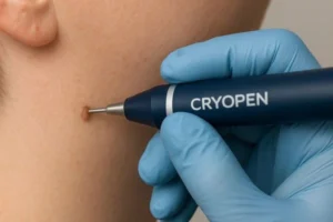 Person receiving skin tag removal Fulham